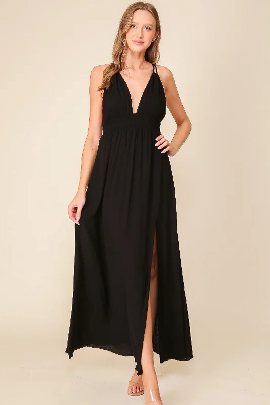 The Gabriela Sleeveless Halter Maxi Dress