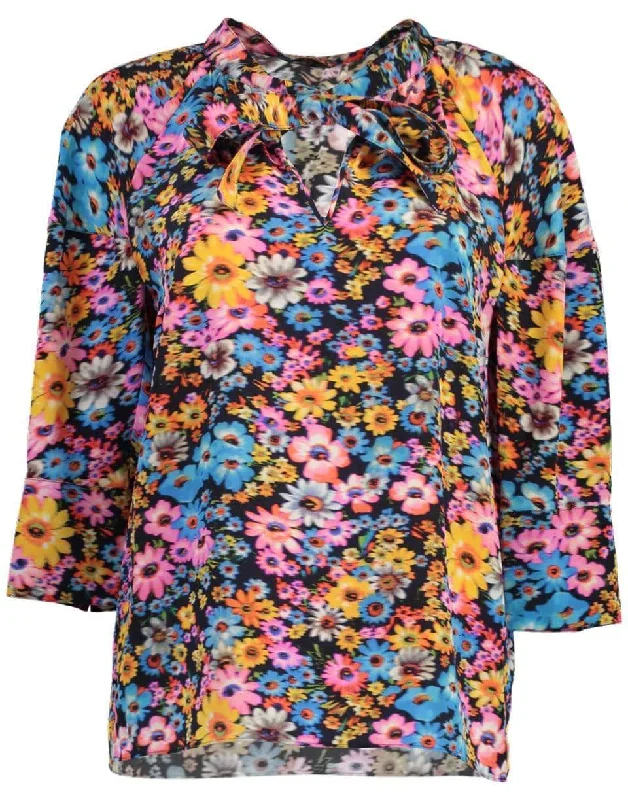 Multicolor Pink Floral Sophia Silk Top