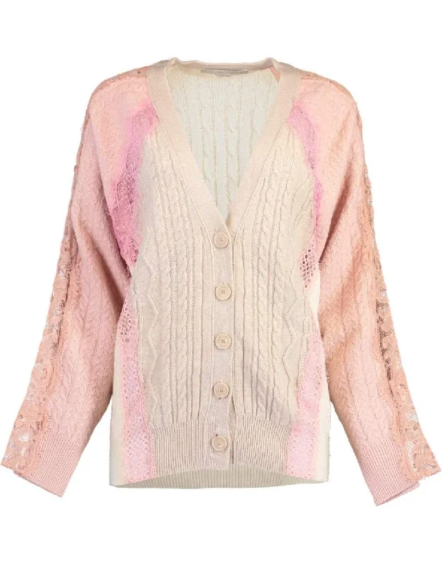 Floral Lace Cable Knit Cardigan