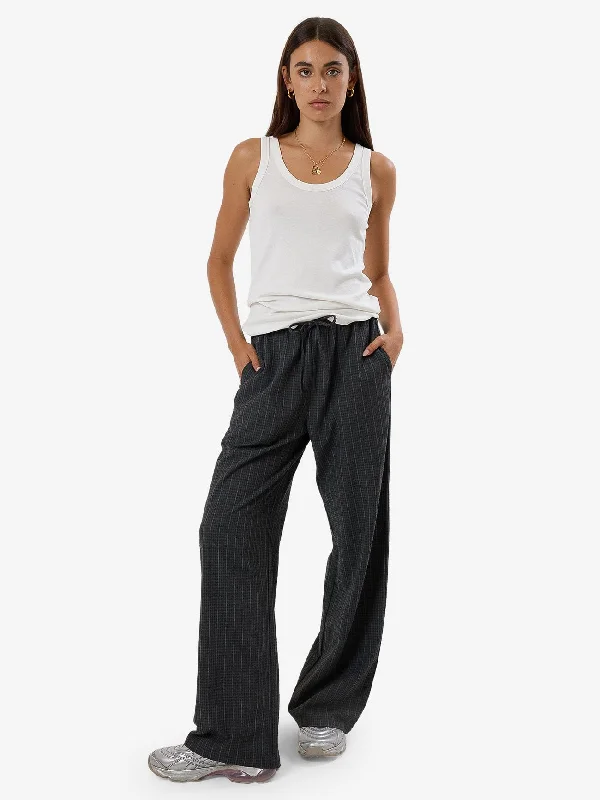 Colby Drawstring Pant - Charcoal Pinstripe