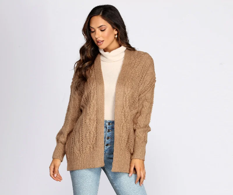 Layered Cutie Cable Knit Cardigan