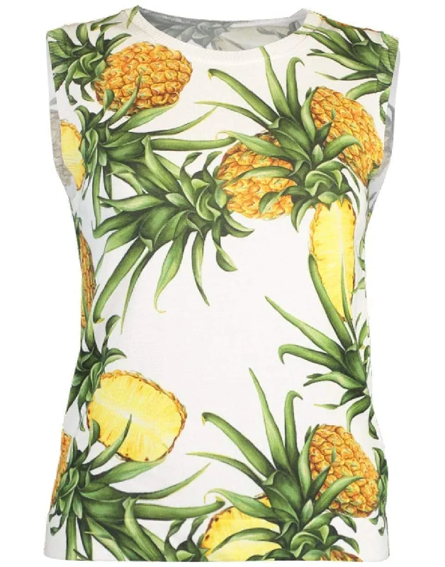 Pineapple Print Sleeveless Crewneck Tank