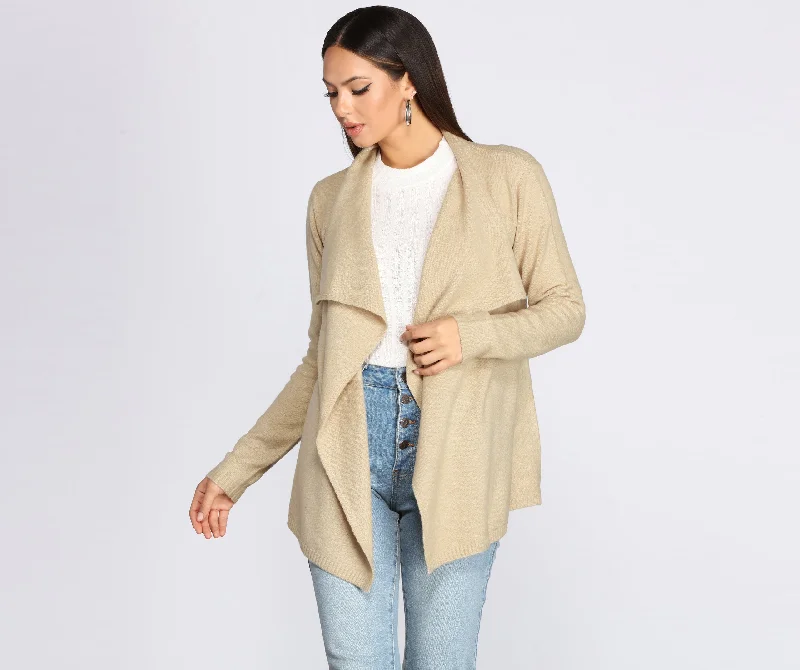 Drape Front Knit Cardigan