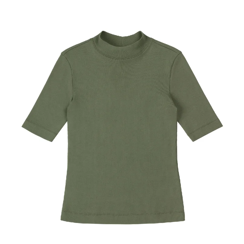 Mock Neck Tee Moss Green