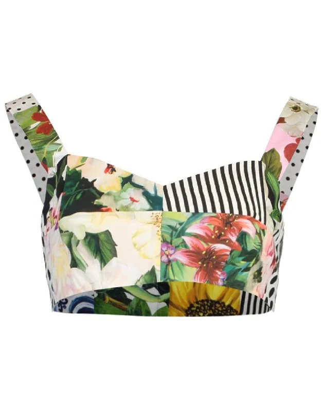 Floral Patchwork Bustier Crop Top