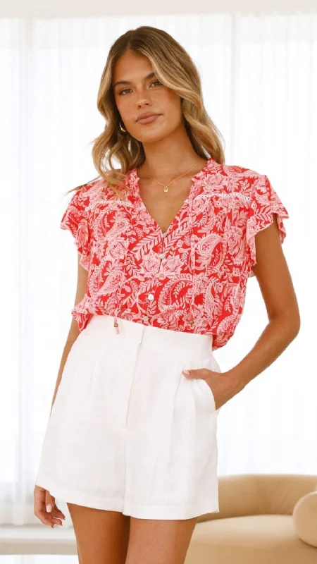 Niva Short Sleeve Top - Paisley Print