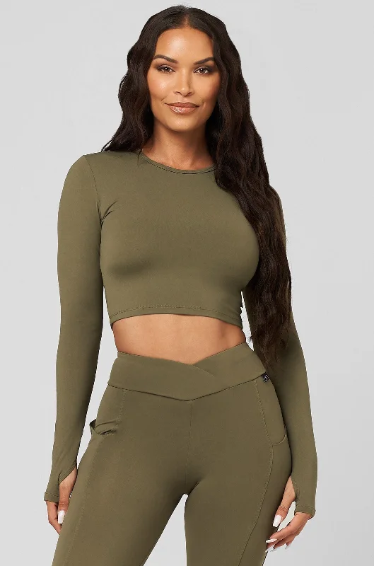 Sage Long Sleeve Crop Top