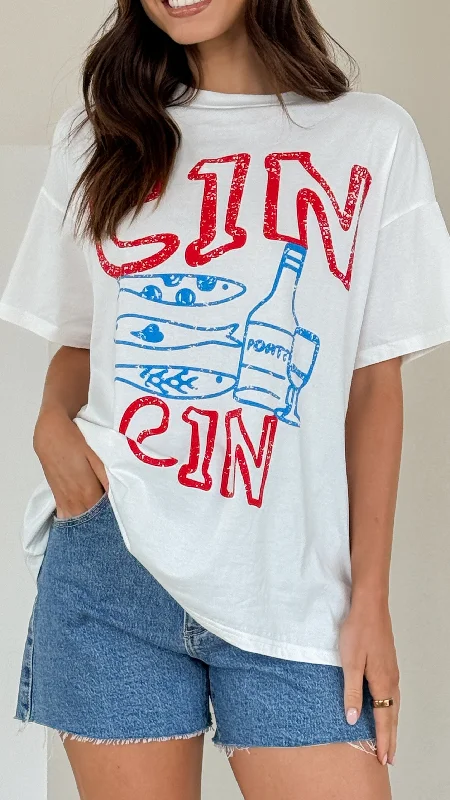 Cin Cin Tee - Red/Blue