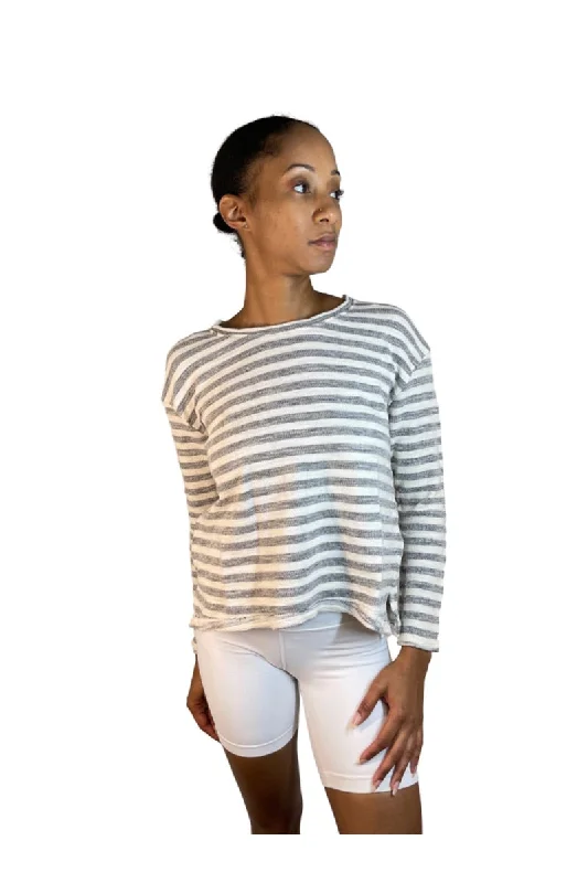 TLA Petite Striped Pullover Sweatshirt