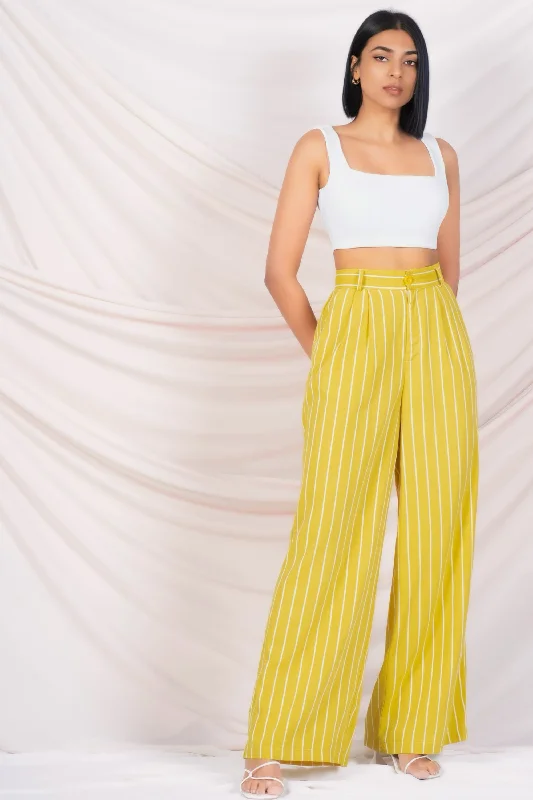 High Waist Wide Leg Stripe Pant