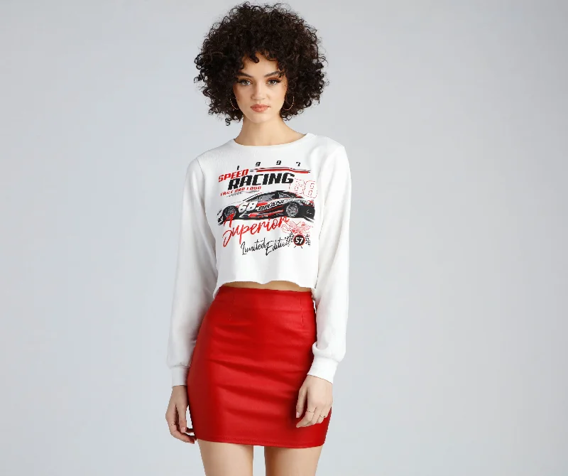 Ready, Set, Go Graphic Cropped Sweatshirt