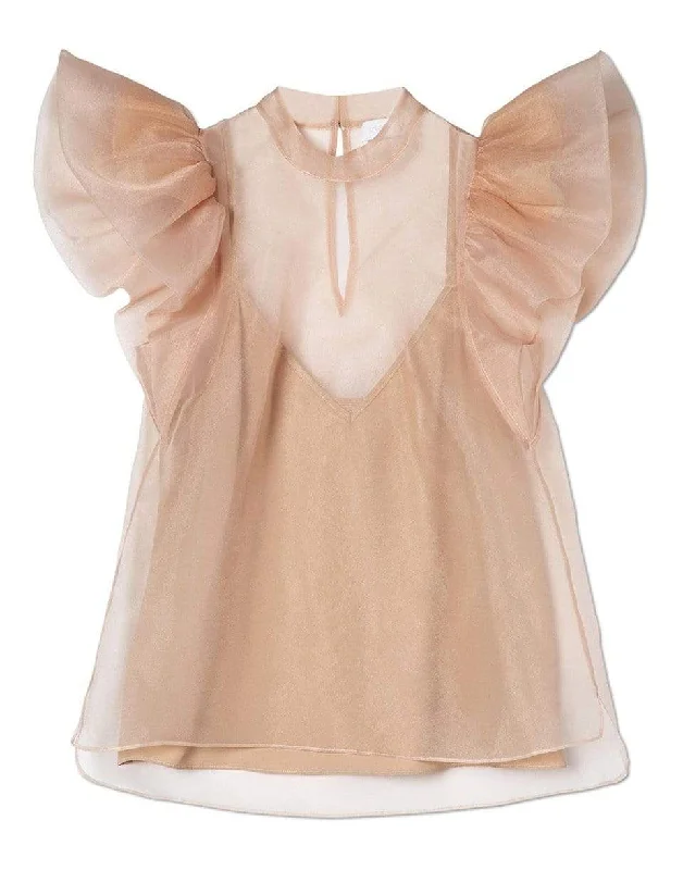 Corina Recycled Organza 
Ruffle Sleeve 
Top