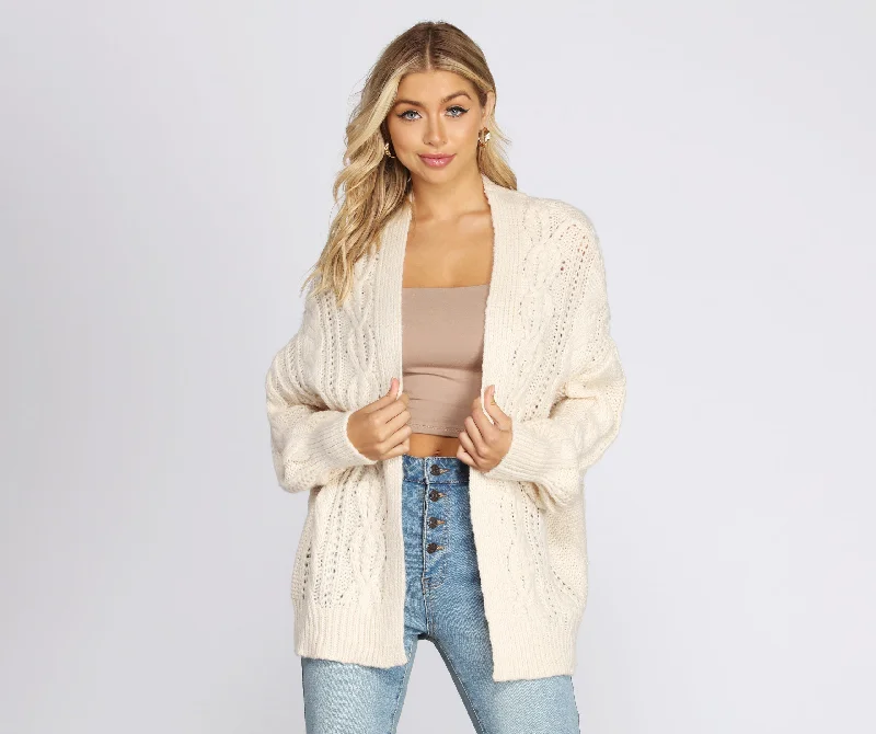 Layered Cutie Cable Knit Cardigan