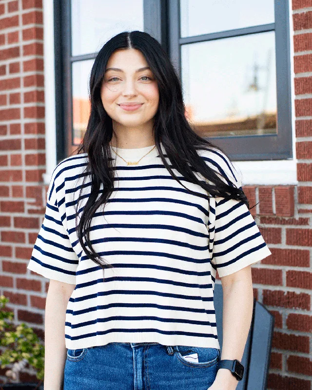 Navy Stripe Sweater Tee