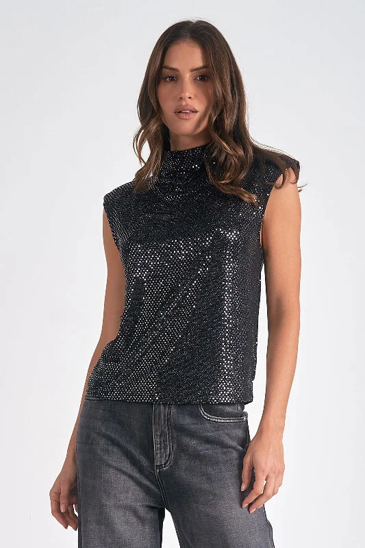 Metallic Mock Top