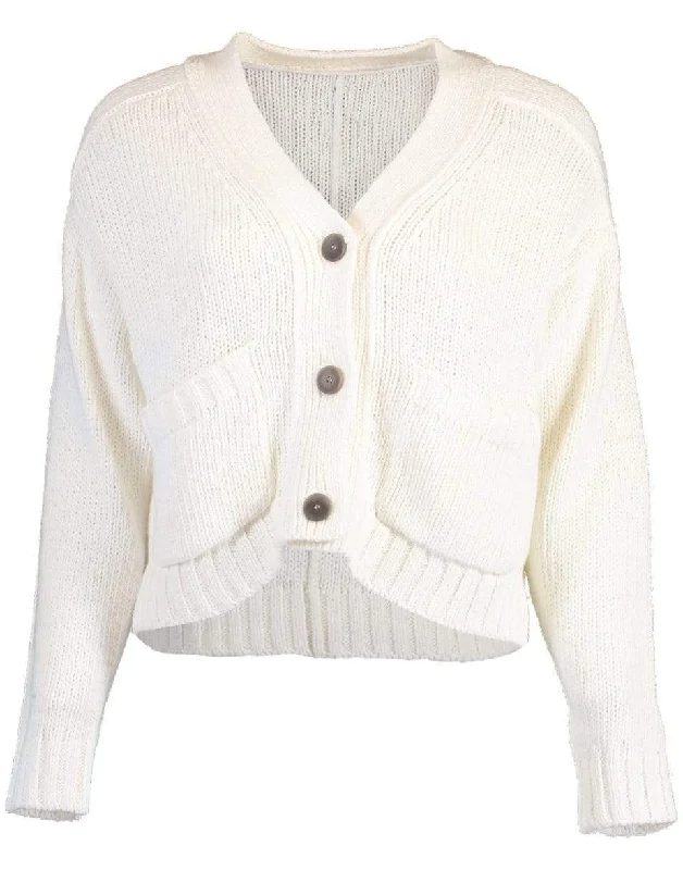 Cropped Linen Button Front Cardigan