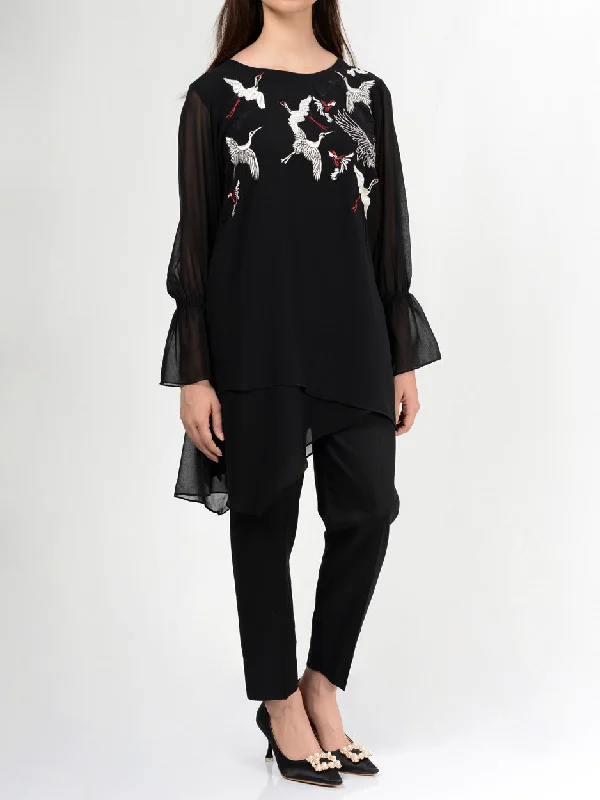 Embroidered Chiffon Top