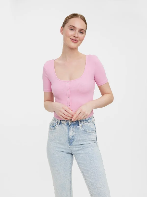 Natasha Button Cotton Crop Top- Colours