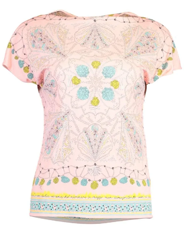 Short Sleeve Printed Jersey Blouse