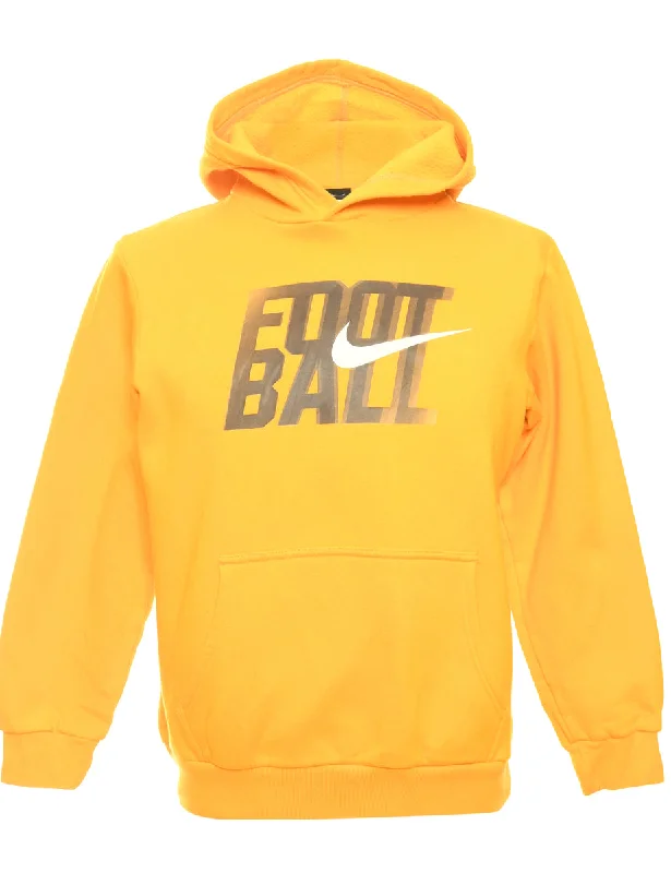 Yellow Nike Printed Hoodie - L