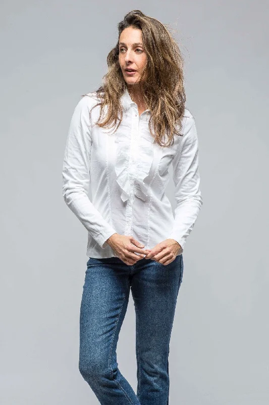 Pennelope Ruffle Front Shirt In White