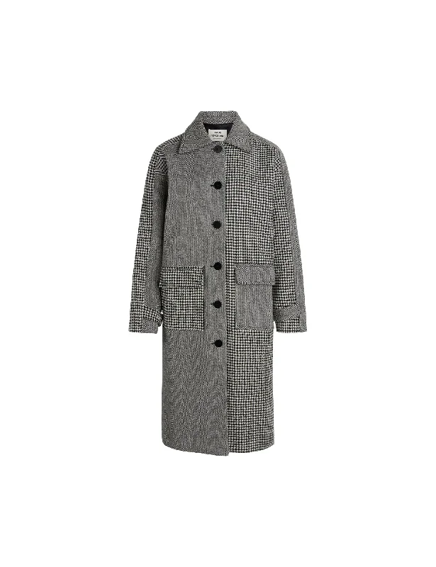 Bonded Wool Jamili Coat, Black/White