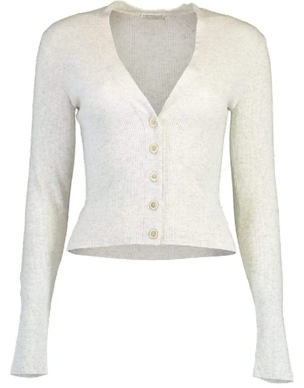 Cashmere Lurex Button Cardigan