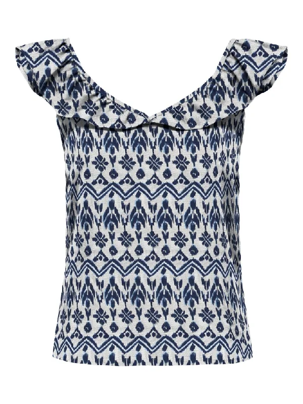 Nova Lux Sleeveless Frill Top - Printed