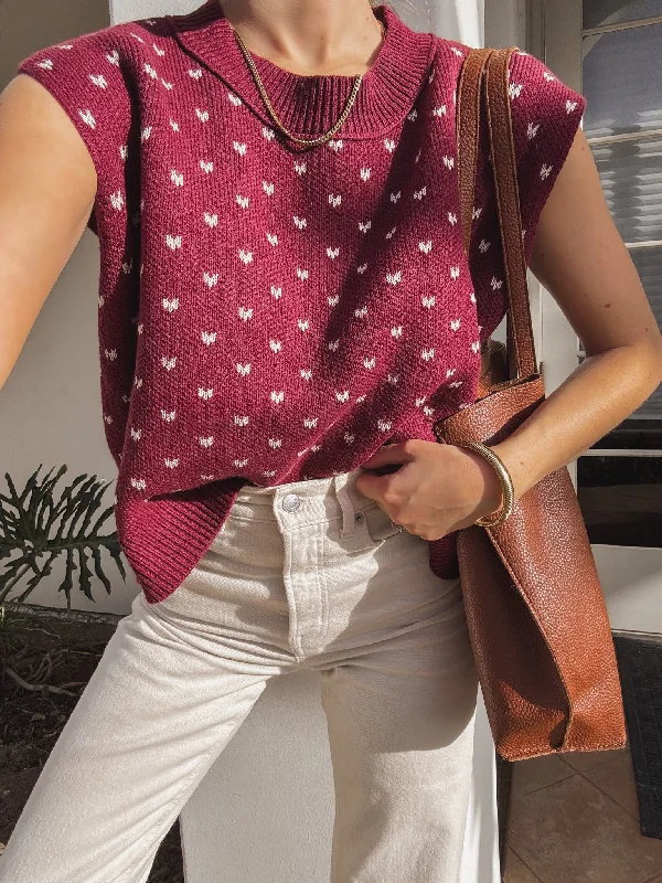 Make a Move Knit Top in Burgundy