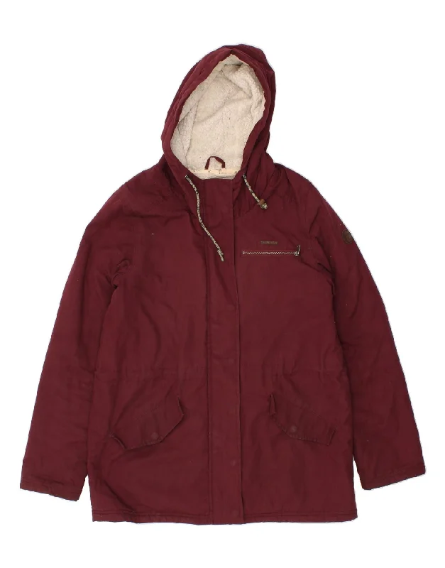 BILLABONG Womens Hooded Windbreaker Jacket UK 12 Medium Maroon Polyester