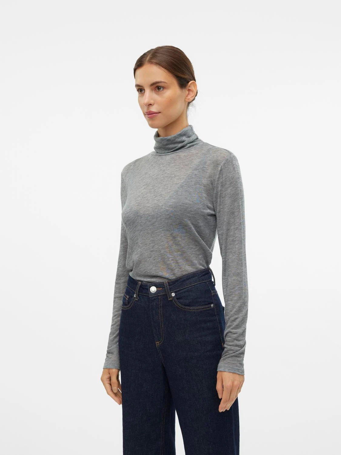 Sheer Merino Wool Roll Neck Top