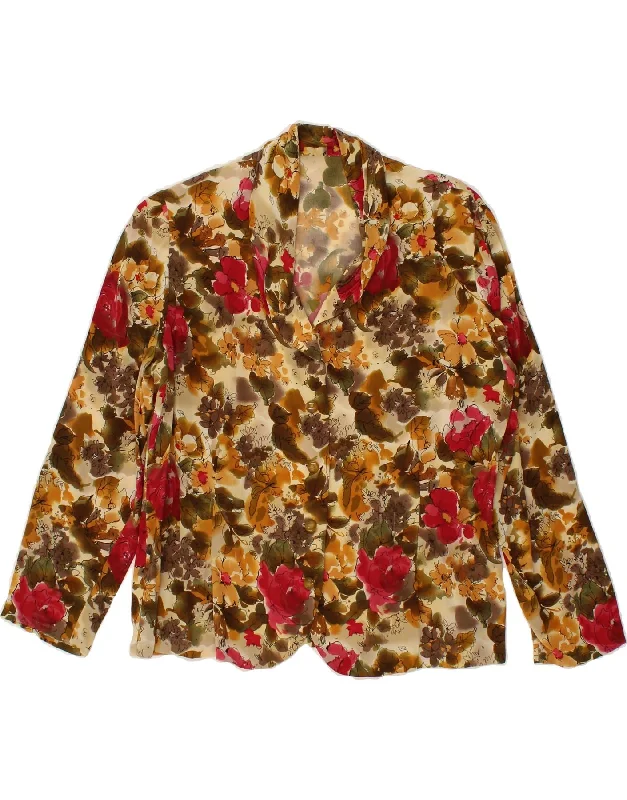 VINTAGE Womens 4 Button Blazer Jacket UK 12 Medium Multicoloured Floral