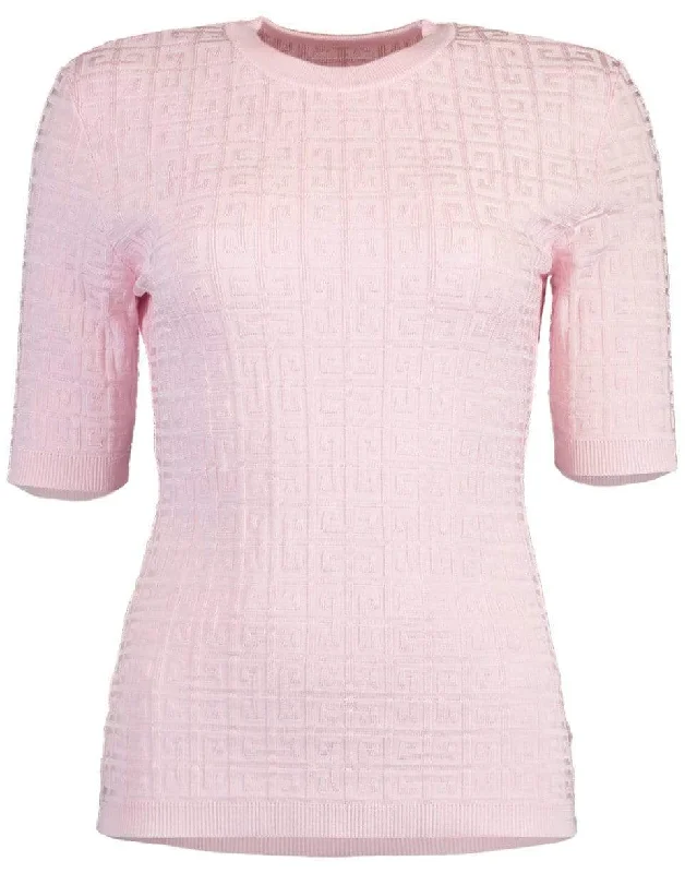 4G Light Pink Monogram Allover Sweater