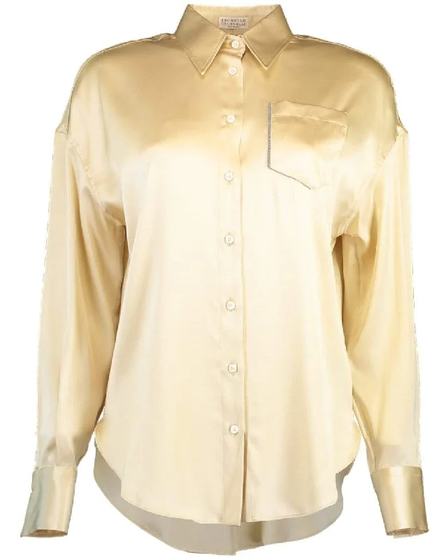 Shadow Pocket Silk Blouse