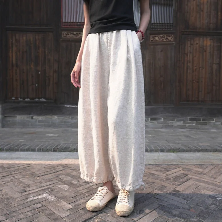 Cotton & Linen Traditional Chinese Style Women's Loose Pants