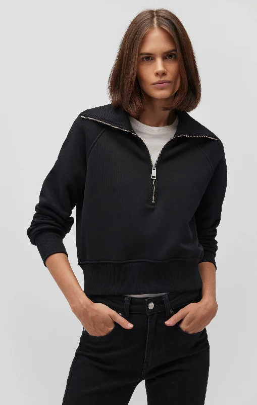 QUARTER ZIP SWEATSHIRT IN BLACK