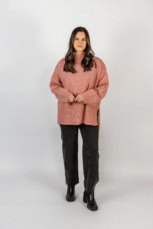 Jilian Mock Neck Sweater | Raspberry