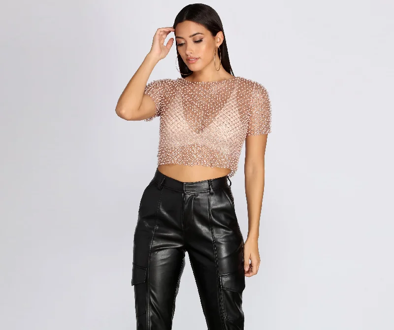 Sparkly Dreams Sheer Crop Top