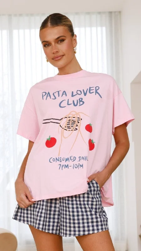 Pasta Lover Top and Shorts Set - Pink/Blue