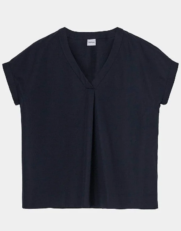 Navy V-Neck Mod Top