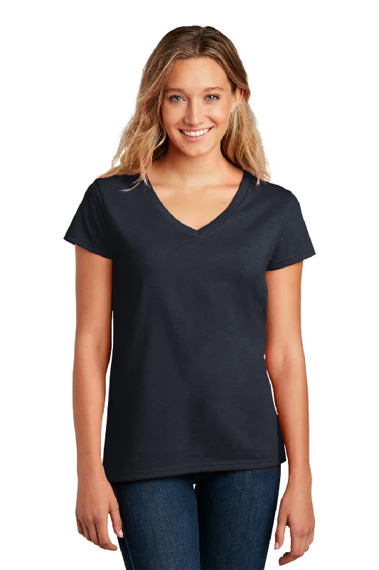 District Womens Re-Tee Short Sleeve V-Neck T-Shirt - True Navy Blue