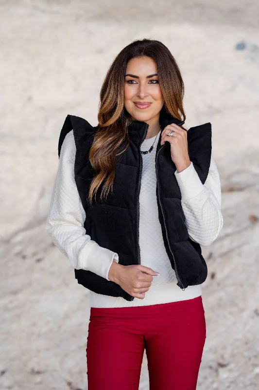 Flutter Trim Puffer Vest