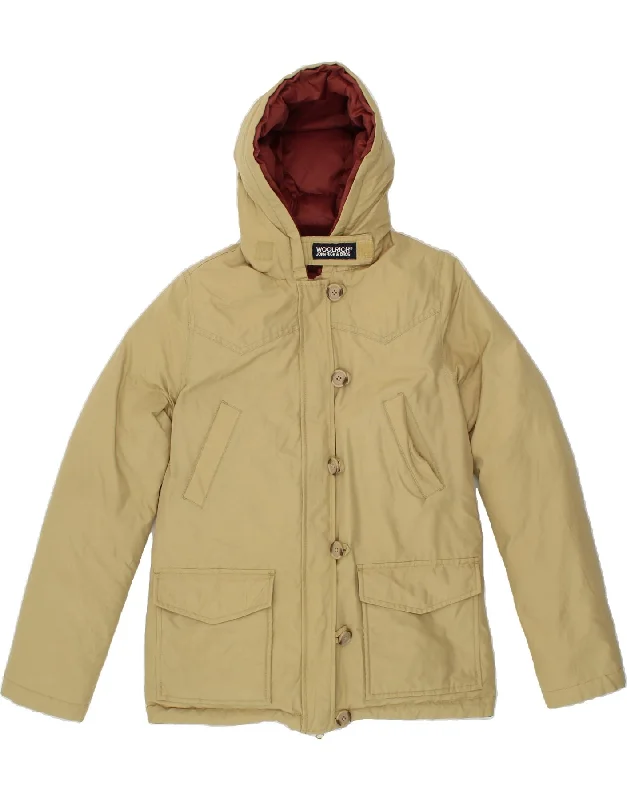 WOOLRICH Womens Hooded Reversible Padded Jacket UK 6 XS Beige Polyamide