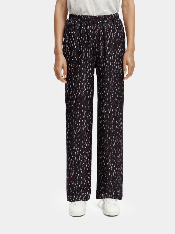 Gia mid-rise wide-leg printed elasticated pants