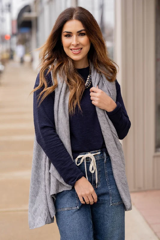 Heathered Waterfall Wrap Vest