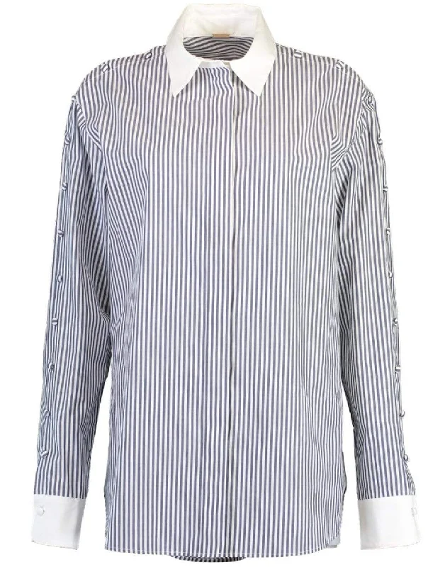 Button Sleeve Stripe Shirt